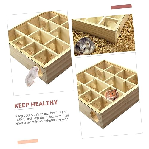 UPKOCH Hamster Labyrinth aus Naturholz Sicheres Mehrkammer Tunnelsystem mit Hohen Kanten zur Vorbeugung von Ausbruch Fördert Aktivität und Geistige Entwicklung Kleiner Nager Wie Hamster von UPKOCH