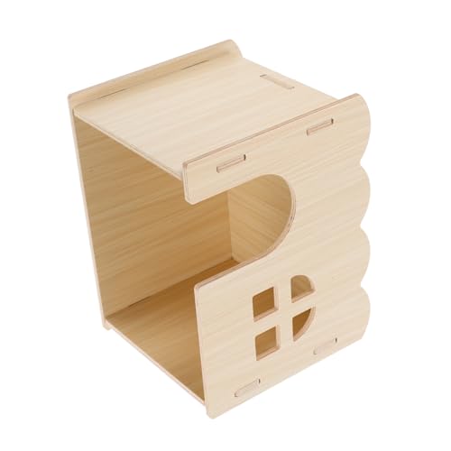 UPKOCH Hamsterversteck Hamsterschutzhaus Kleintierbedarf Käfig-eichhörnchen-versteck Rattenhaus Aus Holz Käfighamsterhaus Hamsterhaus Für Den Haushalt Hamsterhütte Aus Holz Hölzern Beige von UPKOCH