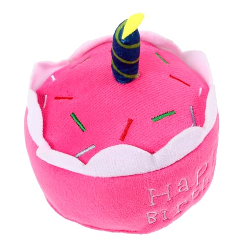 UPKOCH Hund Geburtsstagskuchen Plüschspielzeug Quietschendes Kauspielzeug Für Hunde Geburtstagszubehör Für Haustiere Rosa Cartoon-Design Stressreduzierend Und Fördernd Für von UPKOCH