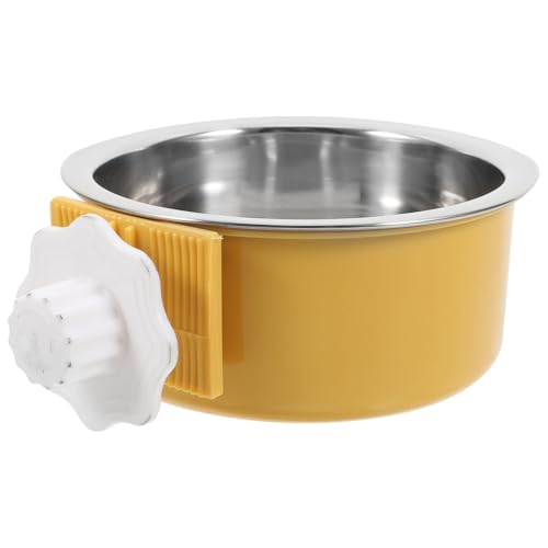 UPKOCH Haustiernapf Hamster Katzen tierfutter Hundekiste Wassernapf Kiste Wasserschale Welpennäpfe aus Edelstahl Zubehör für Hundekisten Vogel Wasserschale Rostfreier Stahl Yellow von UPKOCH