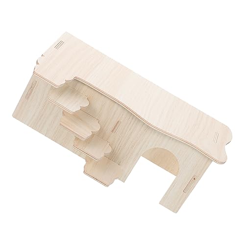 UPKOCH Holz Maze Haus für Kleintiere Stabiles Nagerversteck mit Großer Rampe Zweistöckiges Meerschweinchen und Hamsterversteck Stressreduzierendes Spielhaus für Chinchillas und Rennmäuse von UPKOCH