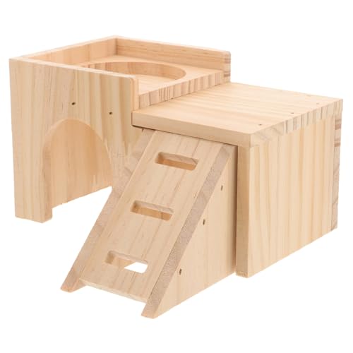UPKOCH Holz Versteck für Kleine Haustiere Hamsterversteck aus Natürlichem Holz Gemütliches Holzhaus für Hamster Ruhiger Rückzugsort und Spielplatz für Kleintiere und Nagetiere von UPKOCH