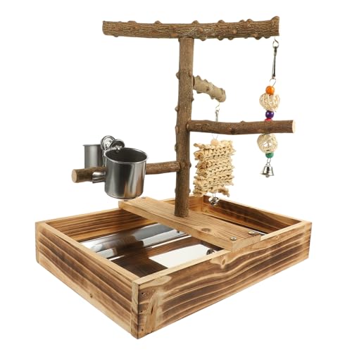 UPKOCH Holz Vogelspielplatz Sitzstange aus Premium Holz Robust und Sicher für Papageien und Sittiche Fördert Balance und Koordination als Interaktives Haustierspielzeug für von UPKOCH