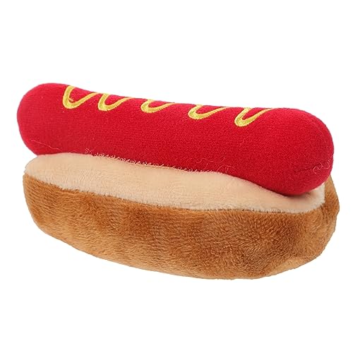 UPKOCH Hot-Dog-Puppe Hundespielzeug für Riesenrassen Welpenzahnen Biss-Hundespielzeug Interactive Dog Toys hundekuscheltier kauendes Haustier quietschendes Plüsch rot von UPKOCH