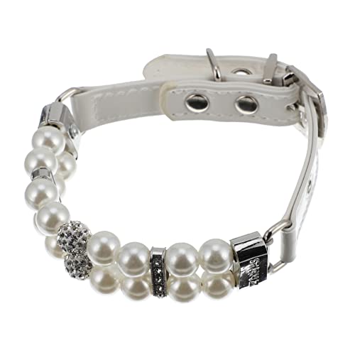 UPKOCH Hund Perlenhalsband Stichworte Schild Welpe Schnalle Einstellbar Klein Stilvoll Hochzeit Hundehalsbänder Kragen Körperpflege Haustier Halsband Für Hunde Groß Pu Weiß von UPKOCH