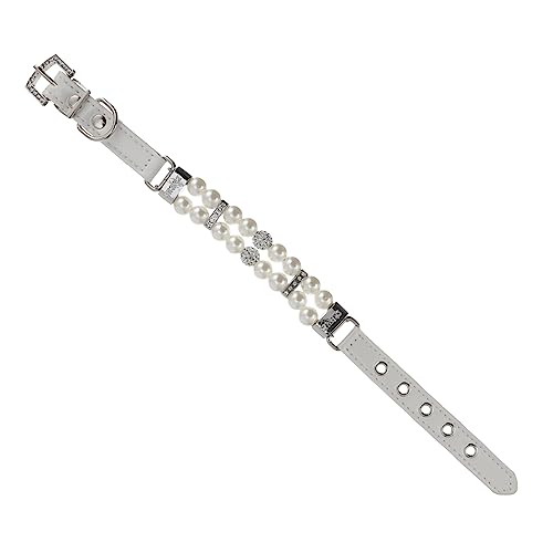 UPKOCH Hund perlenhalsband Haustiere Kragen Stichworte Welpenhalsband für Hunde hundegurt hundelaufband Dog Collars Hundeleine katzenkette Haustierbedarf Haustier-Perlen-Halskette Pu Weiß von UPKOCH