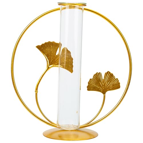 UPKOCH Hydroponische Metall Blumenvasen mit Gingko Design Schmales Glasröhrchen Stabiler Pflanzständer für Desktop Dekoration für Hydrokultur Pflanzen und Wohnraumgestaltung UPKOCH Hydroponische Metall Blumenvasen mit Gingko Design Schmales Glasröhrchen Stabiler Pflanzständer für Desktop Dekoration für Hydrokultur Pflanzen und Wohnraumgestaltung von UPKOCH