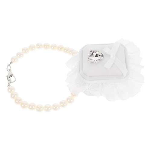 UPKOCH Kasten Eheringhalter verlobungsring Box Ringträgerhalter Ringhalter Hund Hochzeit schmuckschatulle Ringhalter für Hundehalsband Polyesterband Weiß von UPKOCH