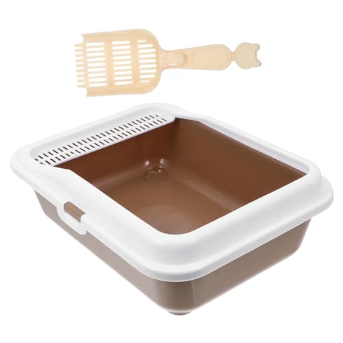 UPKOCH Kasten Katzentoilette dustbin streuwanne katzensand Waste Bin Katzenstreu Scoop Schaufel mit Kapuzenschale Katzenstreu Toilette Bettpfanne für Haustiere aus Kunststoff Sport Coffee von UPKOCH