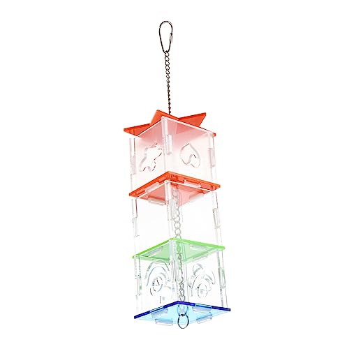 UPKOCH Kasten Mehr Schicht Ige Futters Ucher Füttern Nahrungssuche Für Papageien Futterspender Vogelspielzeug Papagei Hängend Haustierbedarf Vogelhäuschen Acryl von UPKOCH