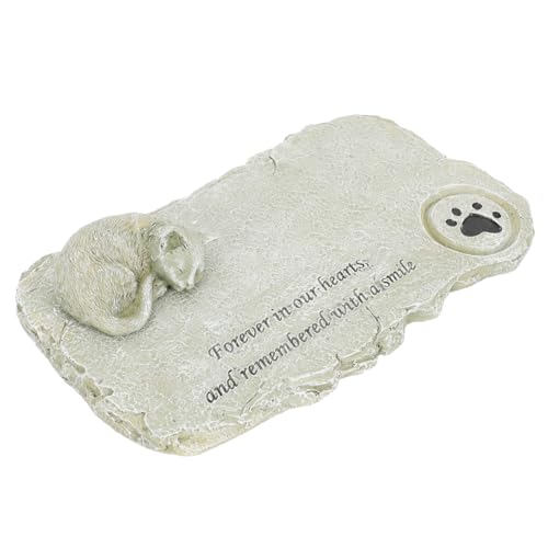 UPKOCH Katze Gedenkstein Resin Haustier Grabstein Deko Figur Wetterfest Stabiles Material für Garten und Innenbereich Schlafende Katze Design als Tröstendes Andenken von UPKOCH