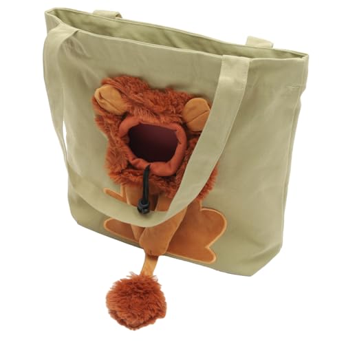 UPKOCH Katzen Tragetasche mit Löwenmuster Leichte Canvas Schultertasche Tragbarer Haustier transportbeutel mit Kopfausgang Geeignet für Kleine Katzen und Hunde für Reisen und Ausflüge von UPKOCH