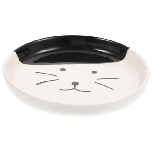UPKOCH Keramischer Katzenteller Flacher Futternapf für Katzen und Kätzchen Rutschfester Silikonboden Design für Futter und Wasser Große Kapazität Spülmaschinenfest von UPKOCH