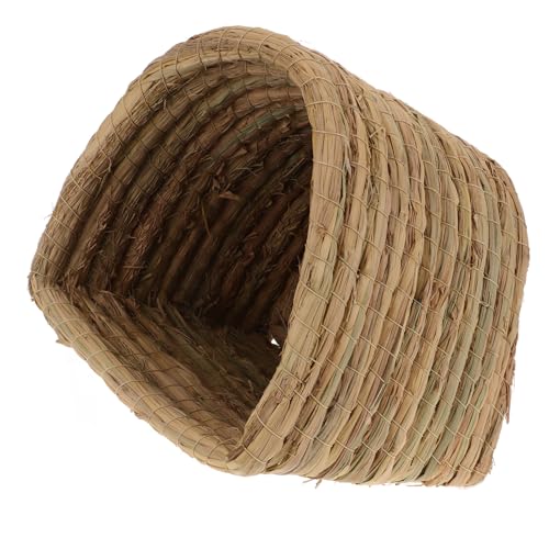 UPKOCH Kleines Haustierhaus Käfig Wurf Chinchilla Coop Kaninchen Ratte Träger Bettwäsche Hängematte Vlies Heu Hamster Plüsch Faltbar Korb Groß Gewebtes Nest Green Stroh von UPKOCH
