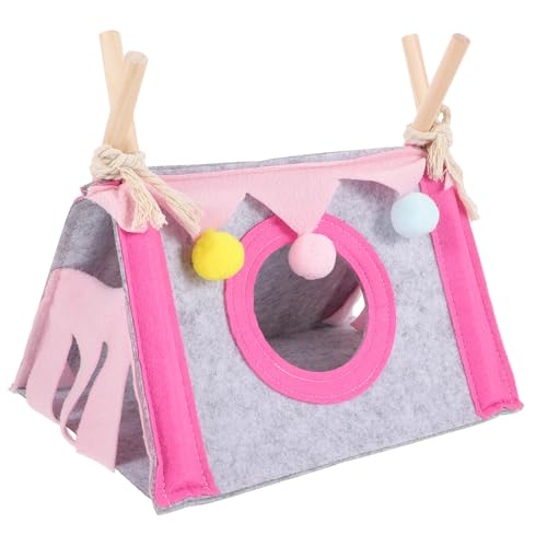UPKOCH Kleintier versteck aus Holz Windgeschütztes Gemütliches Meerschweinchen Nest Kleines Schlafhaus für Hamster Igel Frettchen für Drinnen Platzsparend Tragbar Rosa von UPKOCH