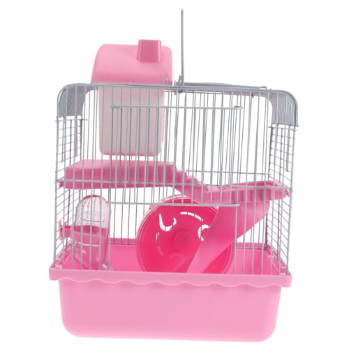 UPKOCH Luxuriöser Zweilagiger Hamsterkäfig Rosa Atmungsaktive und Komfortable Haustiervilla für Kleine Nager als Spielplatz und Rückzugsort aus Strapazierfähigem Gefertigt von UPKOCH