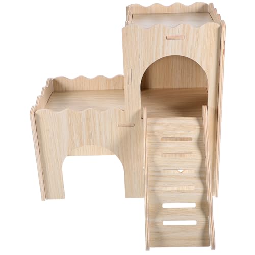 UPKOCH Meerschweinchen Versteck Haus aus Holz mit Leiter Mehrstöckige Hamster Villa als Käfigzubehör Ruhiger Rückzugsort für Kleine Nagetiere Versteck und Spielhaus von UPKOCH