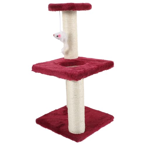 UPKOCH Mehrstöckiger Kratzbaum mit Sisal-kratzfläche Stabiles Katzen-kletterspielzeug für Kleine Kätzchen Komfortabler Katzenbaum in Weinrot Langlebiger Katzenkratzturm Entspannen von UPKOCH