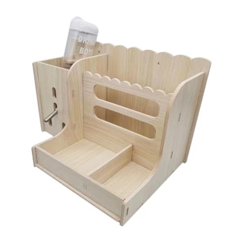 UPKOCH Multifunktionaler Holz Heuraufe mit Trinkflasche Robust und Leicht zu Reinigen Sicherer Kaninchen und Meerschweinchen Futterspender für Käfige Platzsparend und Langlebig von UPKOCH