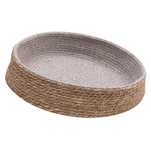 UPKOCH Natürliches Rundes Rattan Hundebett und Katzenbett Atmungsaktiv Kratzfest Leicht Tragbar Kleines Haustier Nest Komfortables Schlafkissen für Katzen und Kleine Hunde Waschbar Warm von UPKOCH