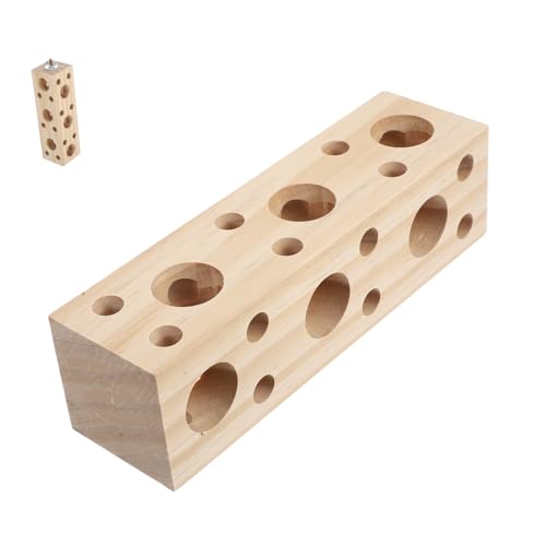UPKOCH Papageienständer Holzblöcke Vogel Futterspielzeug aus Holz kleines Haustier -Holzspielzeug Kauspielzeug für Vögel Haustier -Holzfutterspielzeug Holzvogelplaystand Khaki von UPKOCH
