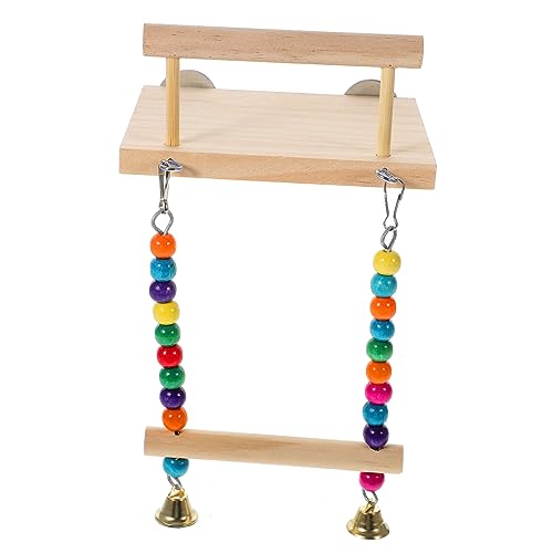 UPKOCH Vogelkäfig Schaukel aus Holz für Sittiche und Papageien Interaktives Vogelspielzeug mit Sitzstange und Spielmöglichkeiten für Kanarienvögel und Ähnliche Vögel von UPKOCH