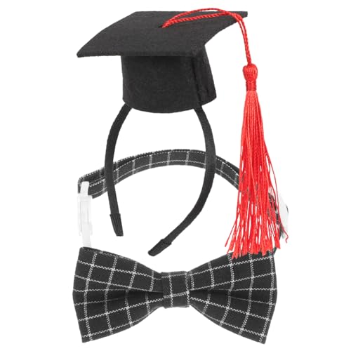 UPKOCH Pet Graduation Cap Haarband mit Quaste und Schleife Teiliges für Kleine Haustiere Wie Katzen Hunde Mäuse Festliche Langlebige Doktorhut Verkleidung für und Feiern von UPKOCH