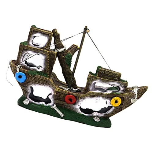 UPKOCH Piratenschiffswrack Dekoration Aquarium Bootwrack Landschaft Aquarium Schiffswrack Schiffswrack Aquarium Dekoration Aquarium Ornamente Harz von UPKOCH