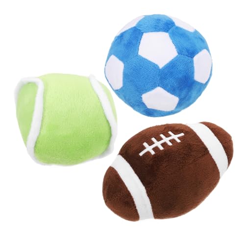 UPKOCH Plüsch Hundespielzeug Teilig Kleine Kauspielzeug Bälle für Welpen Indoor Training Fußball Rugby Tennis Zahnpflege Sportspielzeug von UPKOCH