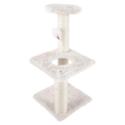 UPKOCH Stabiler Katzenspielplatz Kratzbaum mit Integriertem Katzenkratzer für Drinnen Komfortabler Katzenkratzpfosten aus Hautfreundlichem Material mit Spielball zum Krallenwetzen von UPKOCH
