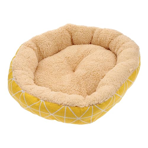 UPKOCH Tierbett aus Weichem Lammfellimitat Strapazierfähiges Gelbes Canvas Hundebett Gemütliches Schlafnest für Kleine Hunde und Katzen Ganzjährig Nutzbar Pflegeleicht von UPKOCH