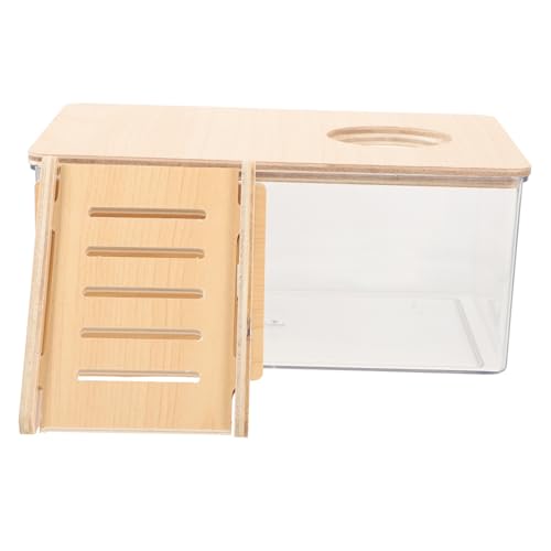 UPKOCH Transparente Hamster Sandbad Box mit Holzleiter Teiliges aus Sandbad und Toilette für Hamster Rennmäuse und Kleine Haustiere Praktische Bade und Reinigungslösung von UPKOCH