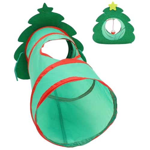 UPKOCH Tunnelspielzeug Für Katzen Faltbar Weihnachten Halten Süßer Katzentunnel Interaktives Katzenspielzeug Katzentunnel Für Wohnungskatzen Groß Form Pet-Tube- Polyester von UPKOCH