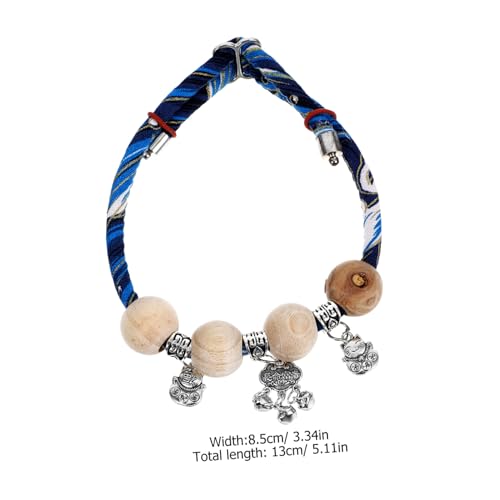 UPKOCH Verstellbares Katzenhalsband mit Glocke Breakaway Design Baumwollseil Sicherer Sitz für Kätzchen Blaues Langes Lebensschloss Handgefertigtes Holz Tassel Zubehör von UPKOCH