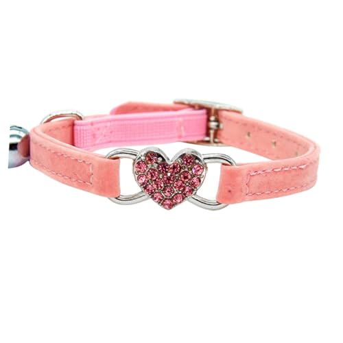 UPKOCH Verstellbares Katzenhalsband mit Herzanhänger und Glöckchen Strass dekor Langlebiges Material Geeignet für Katzen und Kätzchen für Alltag Spaziergang und Reisen von UPKOCH