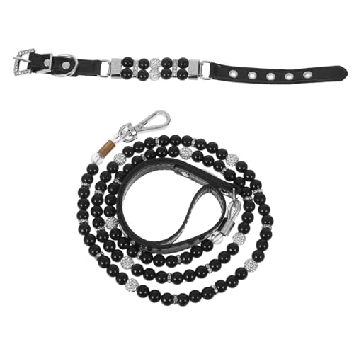 UPKOCH Verstellbares Welpenhalsband mit Perlendekor und Leine für Kleine Hunde Verstellbare Sichere Passform Modisches Haustieraccessoire für Spaziergänge Partys und Festliche Anlässe von UPKOCH