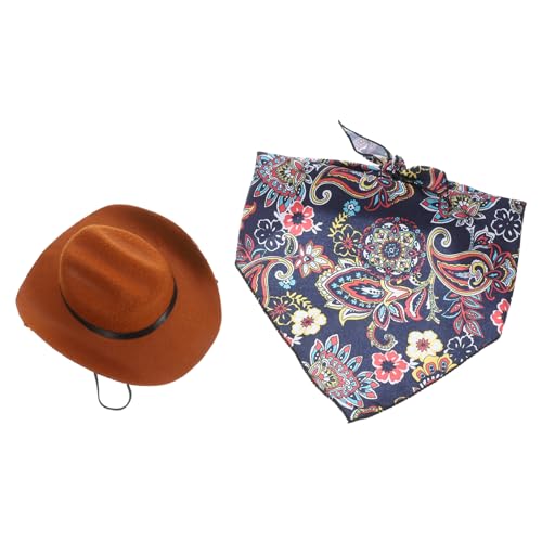 UPKOCH Vintage Haustier Hund Katze Bandana und Cowboyhut S Modisches Accessoire für Party Fotoshooting und Alltag Geeignet für Welpen Kätzchen und Kleine Hunde von UPKOCH