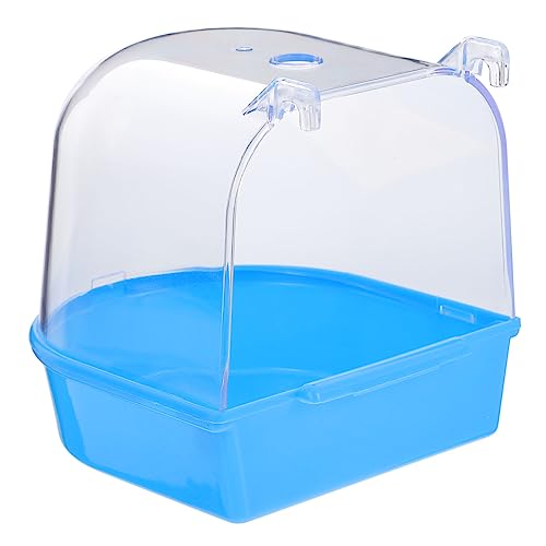 UPKOCH Vogelbad für Käfige Abgedeckte Vogelbadewanne für Kleine Vögel Wie Kanarienvögel und Sittiche Blau Kunststoffdesign für Sicheres Baden Innenräumen von UPKOCH