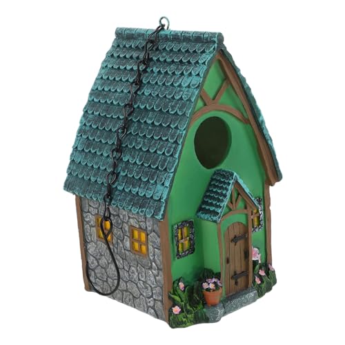 UPKOCH Vogelhaus aus Kunstharz Wetterfestes Gartendekor Hängenest mit Aufhängekette für Außenbereich für Garten und Terrasse Unterschlupf von UPKOCH
