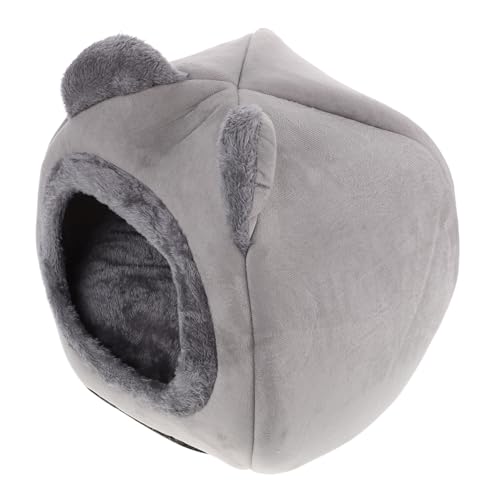 UPKOCH Warm Gefüttertes Katzenbett mit Bärenkopf Geschlossene Kuschelhöhle für Kleine Katzen und Hunde Winter Nest für Drinnen Angenehmer Schlafplatz rutschfest und Pflegeleicht von UPKOCH