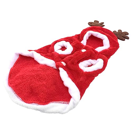 UPKOCH Weihnachtliche Haustierkleidung für Flanell Mantel mit Design Kuscheliger Kapuzenanzug für Herbst und Winter S von UPKOCH