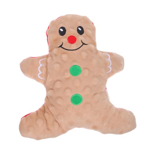 UPKOCH Weihnachtliches Hundespielzeug Plüsch Gingerbread Man Squeaky Kauspielzeug für Welpen Robustes Interaktives Kuscheltier mit Weichem für Drinnen und Draußen Festliches Geschenk und von UPKOCH