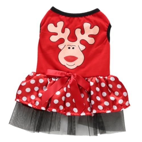 UPKOCH Weihnachtskleid -Haustierkostüm Weihnachtshundekleid Hochzeit Party Hunde Weihnachtskostüm Hundekleidung Hund Weihnachten Weihnachtshaustierrock Weihnachtshunderock Polyester rot von UPKOCH