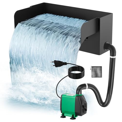 UPROZIL Wasserfall teich Gartenteich,Edelstahl Teichwasserfall Set 45W 3000 L/H Teichpumpe, Pool Wasserfall Teichfilter mit Pumpe, Wasserfall Bachlauf für Garten Wasserspiel Terrasse Wasserwand von UPROZIL