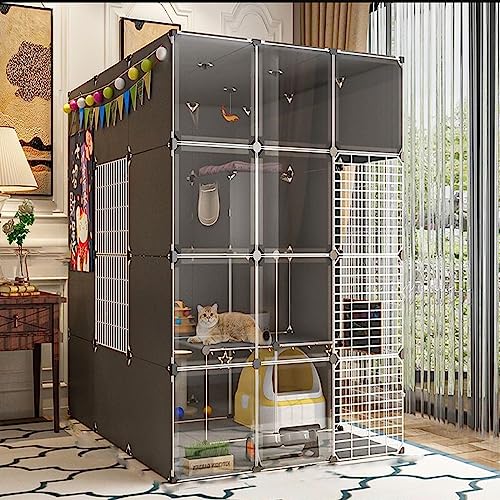 Transparenter Katzenkäfig - Haustier-Laufstall Für Den Innenbereich, Große DIY-Katzengehege Für 1–3 Katzen, Abnehmbare Kleintierkiste Aus Metalldraht, Übungs,A-137 * 107 * 142cm Transparenter Katzenkäfig - Haustier-Laufstall Für Den Innenbereich, Große DIY-Katzengehege Für 1–3 Katzen, Abnehmbare Kleintierkiste Aus Metalldraht, Übungs,A-137 * 107 * 142cm von UQACHG