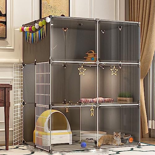 Transparenter Katzenkäfig - Haustier-Laufstall Für Den Innenbereich, Große DIY-Katzengehege Für 1–3 Katzen, Abnehmbare Kleintierkiste Aus Metalldraht, Übungs,D-92 * 72 * 107cm Transparenter Katzenkäfig - Haustier-Laufstall Für Den Innenbereich, Große DIY-Katzengehege Für 1–3 Katzen, Abnehmbare Kleintierkiste Aus Metalldraht, Übungs,D-92 * 72 * 107cm von UQACHG