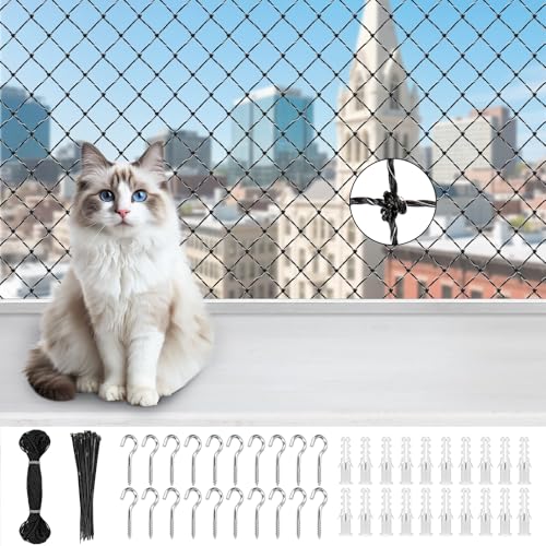 URAQT Balkon-Katzennetz, 3 x 4 m Katzennetz, verstärkter Draht, ohne Bohren, Katzenschutznetz, Balkon-Katzennetz, zur Befestigung von Balkon, Terrasse, Fenstern, Türen, Zäunen URAQT Balkon-Katzennetz, 3 x 4 m Katzennetz, verstärkter Draht, ohne Bohren, Katzenschutznetz, Balkon-Katzennetz, zur Befestigung von Balkon, Terrasse, Fenstern, Türen, Zäunen von URAQT