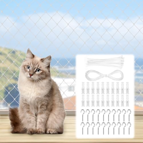URAQT Katzennetz für Balkon, 3x4m Nylon Katzenschutznetz, Katzennetz Ohne Bohren, Katzengitter Fenster, Katzenschutznetz für Katzen zur Sicherung von Balkon, Terrassen, Fenstern, Dachluken, Türen von URAQT