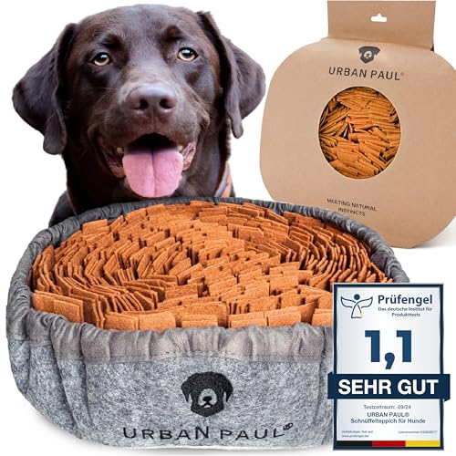 URBAN PAUL® Schnüffelteppich für Hunde - Beste Materialien - extrem widerstandsfähiges Intelligenzspielzeug für Hunde - größenverstellbar und waschbar (grau) von URBAN PAUL