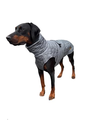 Urban Paws Collective® Luxuriöser wasserdichter Hundemantel, reflektierend, thermisch, verstellbar – kompatibel mit Geschirr – Country Green oder City Grey – Größen S bis XXL (City Grey, XXL) von URBAN PAWS COLLECTIVE